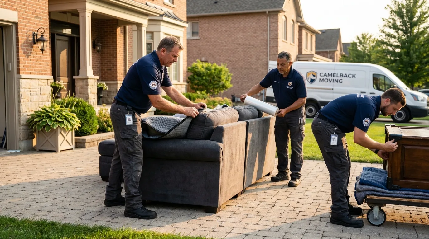 Large estate moving crew wrapping furniture in Schwenksville, PA