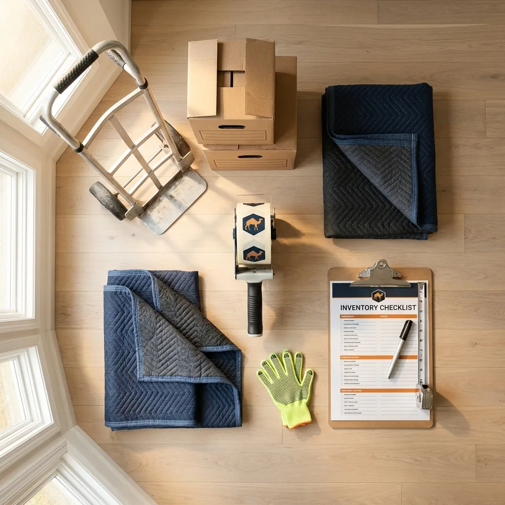 Professional moving supplies and packing materials layout for Schwenksville residential relocations